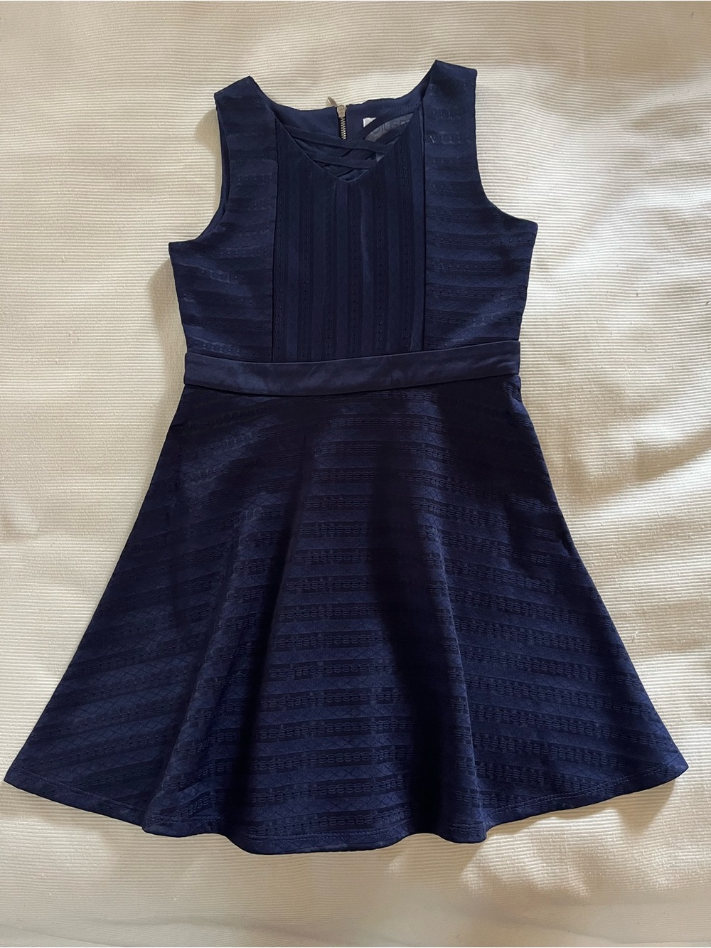 Girls US Angels Navy Sleeveless Fit-and-Flare Party Dress, size 8